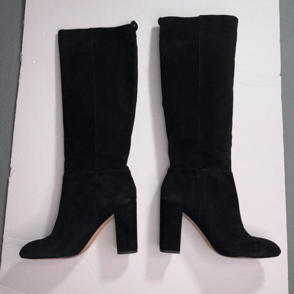 J. MCLAUGHLIN Camila Suede Knee Tall Block Heeled Boots Black Size 8.5